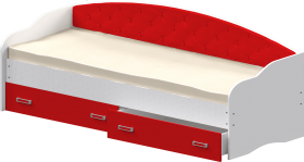 Кровать Софа-7 с мягкой спинкой (800х1900) Белый/Красный в Уяре - uyar.katalogmebeli.com | фото