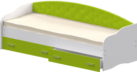 Кровать Софа-7 с мягкой спинкой (800х1900) Белый/Лайм в Уяре - uyar.katalogmebeli.com | фото