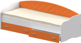 Кровать Софа-7 с мягкой спинкой (800х1900) Белый/Оранжевый в Уяре - uyar.katalogmebeli.com | фото