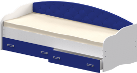 Кровать Софа-7 с мягкой спинкой (800х1900) Белый/Синий в Уяре - uyar.katalogmebeli.com | фото