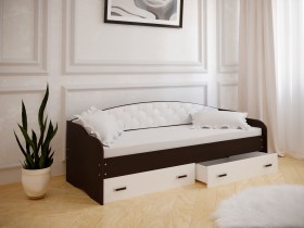 Кровать Софа-7 с мягкой спинкой (800х1900) Венге/ Белый в Уяре - uyar.katalogmebeli.com | фото