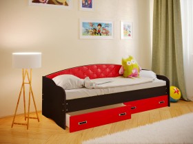 Кровать Софа-7 с мягкой спинкой (800х1900) Венге/Красный в Уяре - uyar.katalogmebeli.com | фото