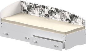 Кровать Софа-9 с мягкой спинкой с рисунком Милана (900х1900) Белый в Уяре - uyar.katalogmebeli.com | фото 1