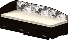 Кровать Софа-9 с мягкой спинкой с рисунком Милана (900х1900) Венге в Уяре - uyar.katalogmebeli.com | фото