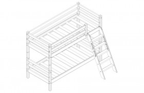 Кровать Соня вариант 12 низкая с наклонной лестницей Белый полупрозрачный в Уяре - uyar.katalogmebeli.com | фото 3