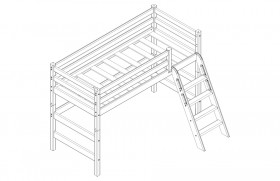 Кровать Соня вариант 6 полувысокая с наклонной лестницей Лаванда в Уяре - uyar.katalogmebeli.com | фото 2