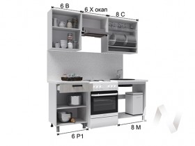 Кухня Салли 2.0 м с окапом (белый/сандал белый, серый/26 мм/дуб вотан) в Уяре - uyar.katalogmebeli.com | фото 3