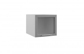 Квадро ГВПГС 500 шкаф верхний горизонтальный глубокий со стеклом высокий (Белый софт/корпус Серый) в Уяре - uyar.katalogmebeli.com | фото