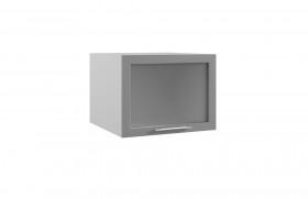 Квадро ГВПГС 600 шкаф верхний горизонтальный глубокий со стеклом высокий (Белый софт/корпус Серый) в Уяре - uyar.katalogmebeli.com | фото