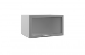 Квадро ГВПГС 800 шкаф верхний горизонтальный глубокий со стеклом высокий (Белый софт/корпус Серый) в Уяре - uyar.katalogmebeli.com | фото