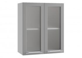 Квадро ПС 600 шкаф верхний со стеклом (Белый софт/корпус Серый) в Уяре - uyar.katalogmebeli.com | фото