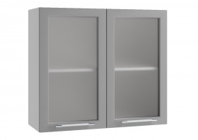Квадро ПС 800 шкаф верхний со стеклом (Белый софт/корпус Серый) в Уяре - uyar.katalogmebeli.com | фото