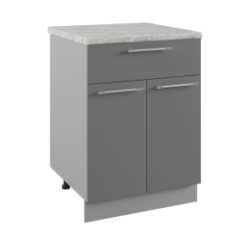 Квадро С1ЯШ 600 шкаф нижний с ящиком (Белый софт/корпус Серый) в Уяре - uyar.katalogmebeli.com | фото