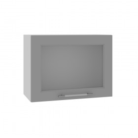 Квадро ВПГС 600 шкаф верхний горизонтальный со стеклом высокий (Белый софт/корпус Серый) в Уяре - uyar.katalogmebeli.com | фото