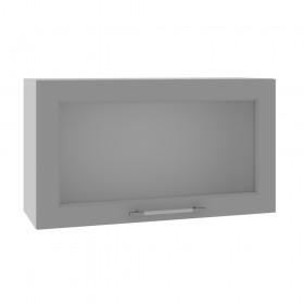 Квадро ВПГС 800 шкаф верхний горизонтальный со стеклом высокий (Белый софт/корпус Серый) в Уяре - uyar.katalogmebeli.com | фото