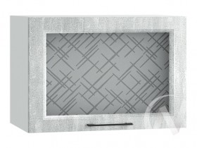 Либерти Шкаф верхний горизонтальный со стеклом ШВГС 609 (Холст натуральный/корпус белый) в Уяре - uyar.katalogmebeli.com | фото