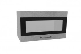 Лофт ПГСФ 600 шкаф верхний горизонтальный со стеклом и фотопечатью (Бетон светлый/корпус Серый) в Уяре - uyar.katalogmebeli.com | фото
