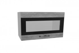 Лофт ПГСФ 600 шкаф верхний горизонтальный со стеклом и фотопечатью (Дуб майский/корпус Серый) в Уяре - uyar.katalogmebeli.com | фото