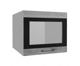 Лофт ВПГСФ 500 шкаф верхний горизонтальный со стеклом высокий с фотопечатью (Дуб майский/корпус Серый) в Уяре - uyar.katalogmebeli.com | фото