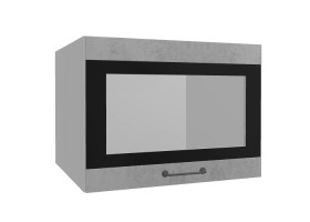 Лофт ВПГСФ 600 шкаф верхний горизонтальный со стеклом высокий с фотопечатью (Бетон светлый/корпус Серый) в Уяре - uyar.katalogmebeli.com | фото