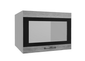 Лофт ВПГСФ 600 шкаф верхний горизонтальный со стеклом высокий с фотопечатью (Дуб майский/корпус Серый) в Уяре - uyar.katalogmebeli.com | фото