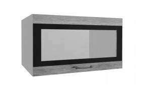 Лофт ВПГСФ 800 шкаф верхний горизонтальный со стеклом высокий с фотопечатью (Дуб майский/корпус Серый) в Уяре - uyar.katalogmebeli.com | фото