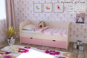 Мальвина Кровать детская 2 ящика 1.6 Розовыйй глянец в Уяре - uyar.katalogmebeli.com | фото