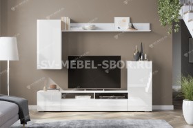 Мебель для гостиной МГС 4 (Белый/Белый глянец) в Уяре - uyar.katalogmebeli.com | фото