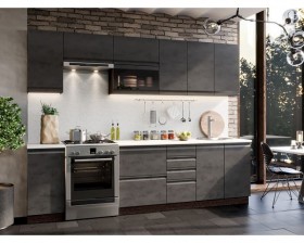Модульная кухня Бруклин 2,8 м (Бетон черный/Венге) в Уяре - uyar.katalogmebeli.com | фото 1