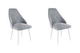 Набор стульев Милан 2 шт (серый велюр/белый) в Уяре - uyar.katalogmebeli.com | фото 1