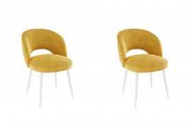Набор стульев Моли 2 шт (жёлтый велюр/белый) в Уяре - uyar.katalogmebeli.com | фото