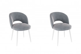 Набор стульев Моли 2 шт (серый велюр/белый) в Уяре - uyar.katalogmebeli.com | фото
