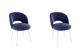 Набор стульев Моли 2 шт (синий велюр/белый) в Уяре - uyar.katalogmebeli.com | фото