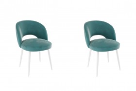 Набор стульев Моли 2 шт (зеленый велюр/белый) в Уяре - uyar.katalogmebeli.com | фото