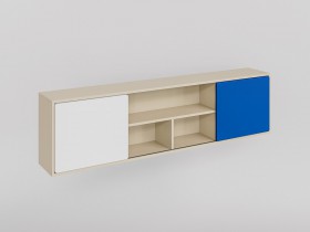 Полка между шкафами 1660 Скай (Синий/Белый/корпус Клен) в Уяре - uyar.katalogmebeli.com | фото