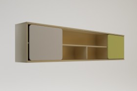 Полка между шкафами 1960 Эппл (Зеленый/Белый/корпус Клен) в Уяре - uyar.katalogmebeli.com | фото 2