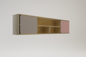 Полка между шкафами 1960 Грэйси (Розовый/Серый/корпус Клен) в Уяре - uyar.katalogmebeli.com | фото 2