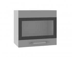 Ройс ВПГСФ 500 Шкаф верхний горизонтальный со стеклом с фотопечатью высокий (Белый софт/корпус Серый) в Уяре - uyar.katalogmebeli.com | фото