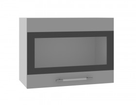 Ройс ВПГСФ 600 Шкаф верхний горизонтальный со стеклом с фотопечатью высокий (Белый софт/корпус Серый) в Уяре - uyar.katalogmebeli.com | фото
