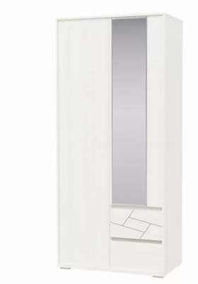 Шкаф 2-х дверный с ящиками Аделина 1000 Рамух белый в Уяре - uyar.katalogmebeli.com | фото 1