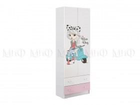 Шкаф 2-х створчатый Fashion-1 Вега (Белый/Розовый) в Уяре - uyar.katalogmebeli.com | фото 1