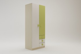 Шкаф 2-х створчатый с ящиками Эппл (Зеленый/Белый/корпус Клен) в Уяре - uyar.katalogmebeli.com | фото 2