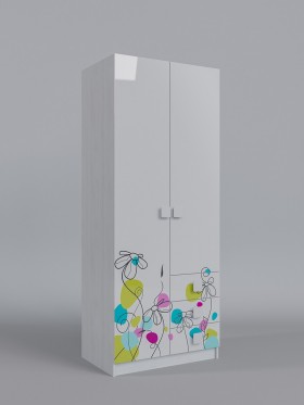 Шкаф 2-х створчатый с ящиками Флёр (Белый/корпус Выбеленное дерево) в Уяре - uyar.katalogmebeli.com | фото