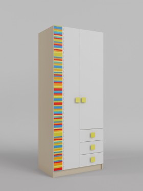 Шкаф 2-х створчатый с ящиками Клаксон без машинок (Белый/корпус Клен) в Уяре - uyar.katalogmebeli.com | фото