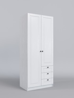 Шкаф 2-х створчатый с ящиками Классика (Белый/корпус Выбеленное дерево) в Уяре - uyar.katalogmebeli.com | фото