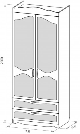 Шкаф 2-х створчатый с ящиками серии Иллюзия 08 Шоколад в Уяре - uyar.katalogmebeli.com | фото 2