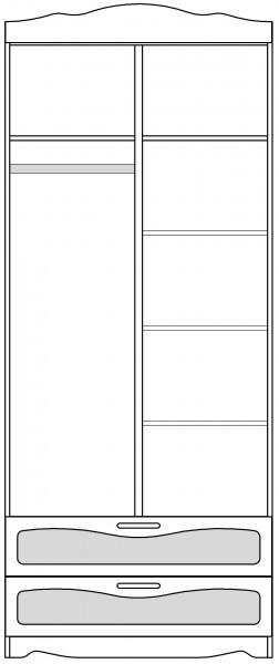 Шкаф 2-х створчатый с ящиками серии Иллюзия 99 Серый в Уяре - uyar.katalogmebeli.com | фото 4