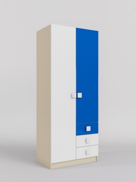 Шкаф 2-х створчатый с ящиками Скай люкс (Синий/Белый/корпус Клен) в Уяре - uyar.katalogmebeli.com | фото