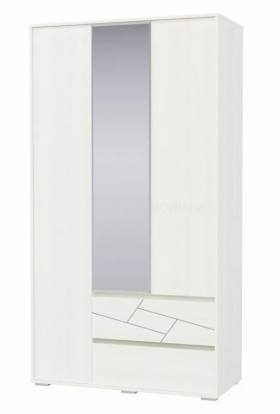 Шкаф 3-х дверный с ящиками Аделина 1200 Рамух белый в Уяре - uyar.katalogmebeli.com | фото