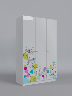 Шкаф 3-х створчатый с ящиками Флёр (Белый/корпус Выбеленное дерево) в Уяре - uyar.katalogmebeli.com | фото 1